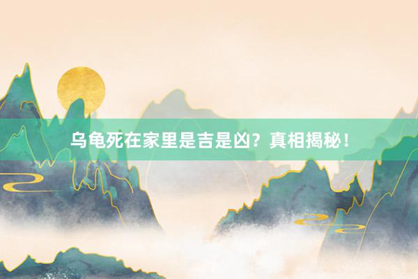 乌龟死在家里是吉是凶？真相揭秘！